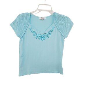 Carducci Women's Short Sleeve Pullover Top Blue Size M